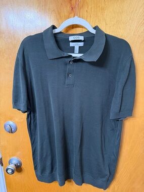 COS Men's Black Short Sleeve Polo